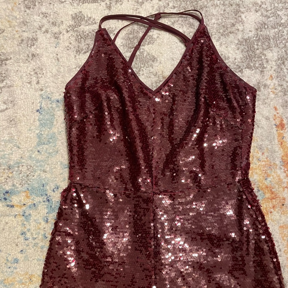 Burgundy sequin romper